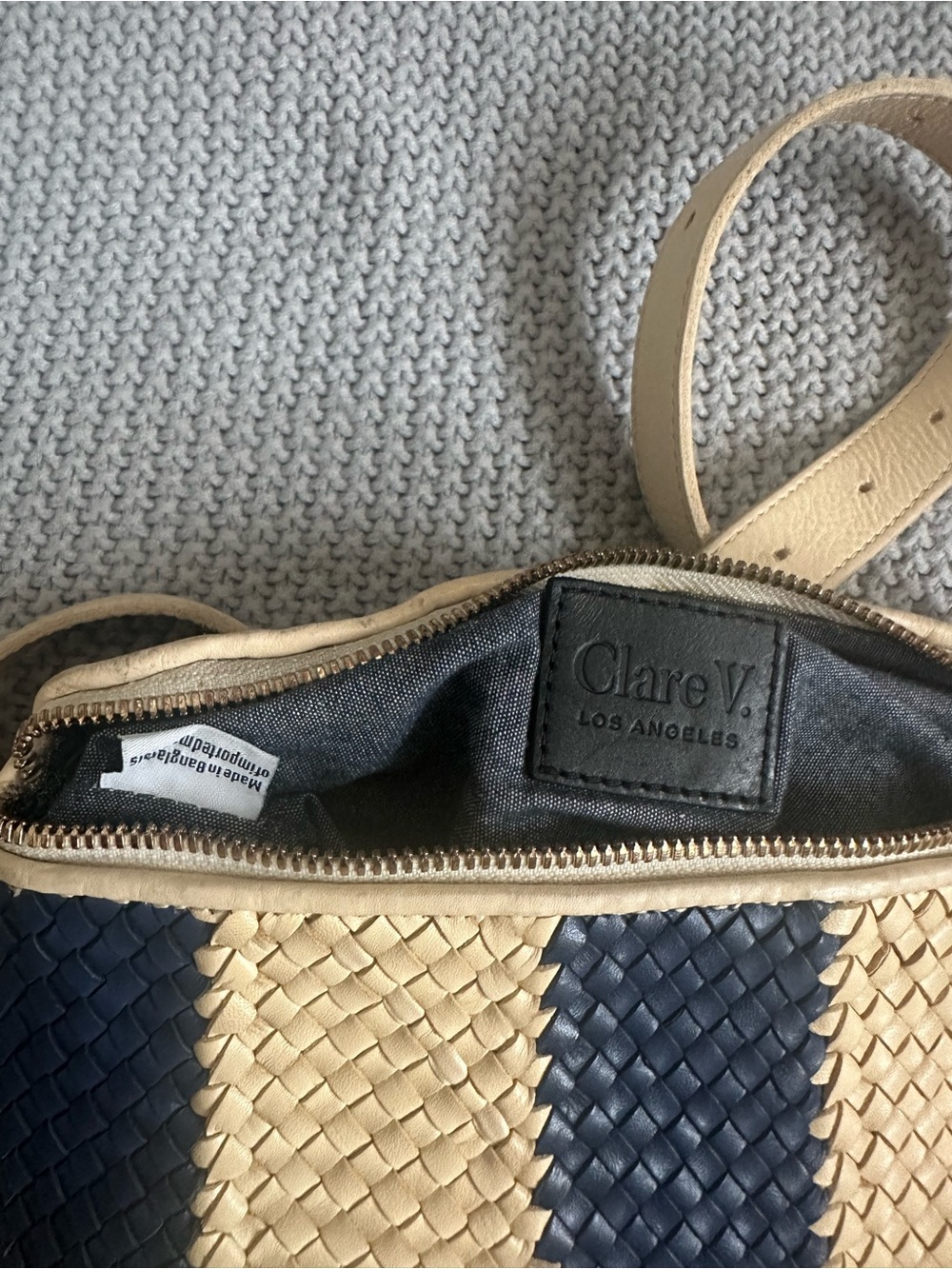 CLARE V. Woven Leather Striped Fanny Pack - Picture 4 of 12